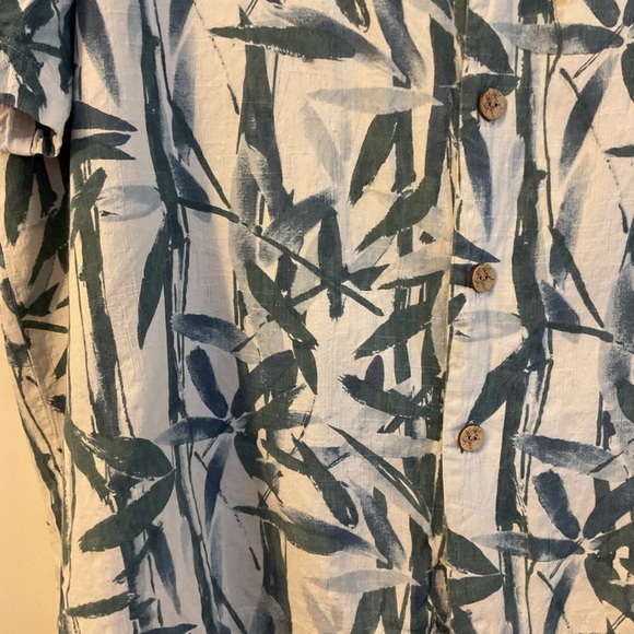 Pendleton XL Mens Bamboo Hawaiian Shirt Blue White Leaf Print Short Sleeve Aloha - Picture 4 of 9